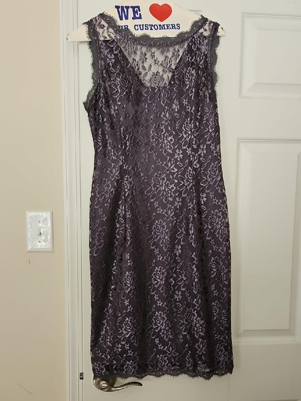 Gray Pewter Lace Midi Dress